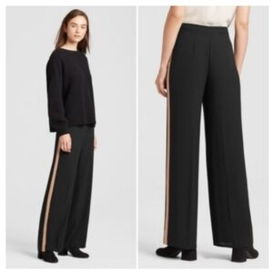 Eileen Fisher Crepe straight Side Stripe Pants black nude 14 NWT
